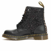 stivali con brillantini leopardati dr martens con glitter nero maculati