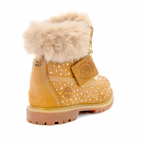 timberland classic gialla con pelo e strass