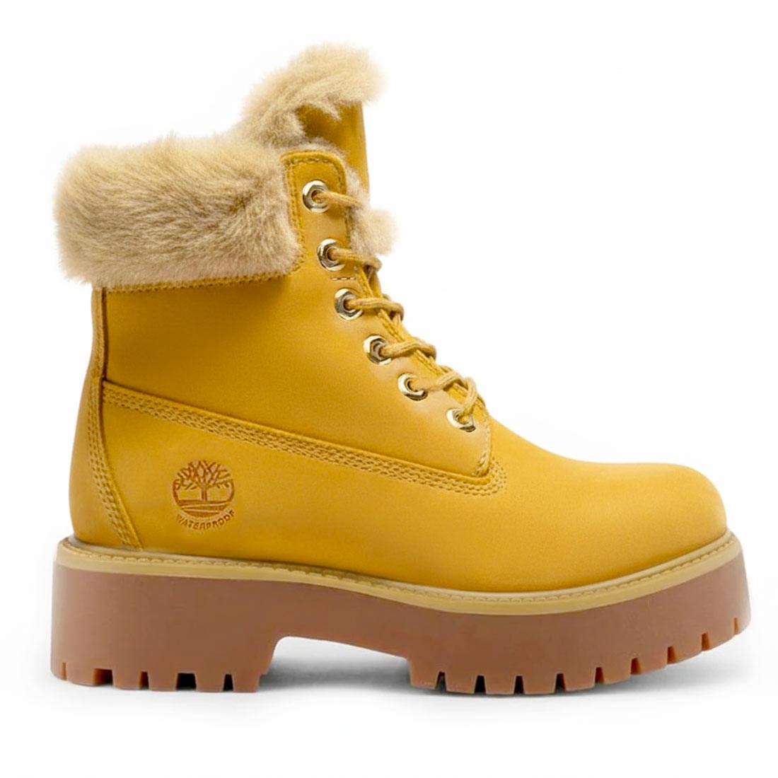 timberland platform stivaletto con pelo
