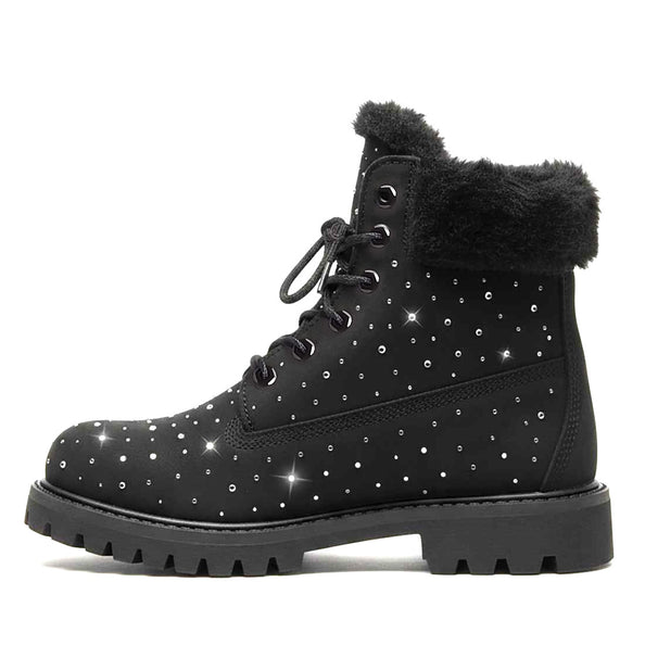 timberland stivaletto nero con strass e pelo