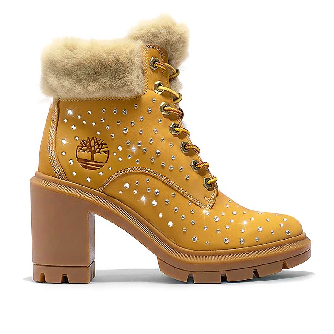 timberland con tacco pelo e strass 