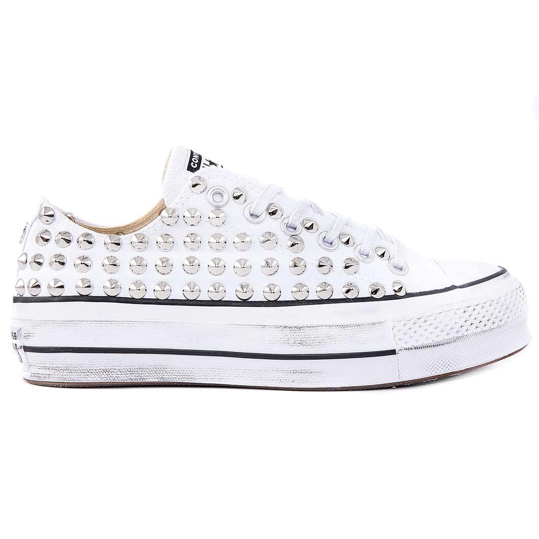 All-Star-borchie-Platform-basse-bianche-Converse-Personalizzate-Racoon-LAB