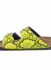 Arizona marca birkenstock realizzate in pitone colore giallo neon fluo fluorescente