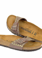 Birkenstock Madrid marrone con borchie oro
