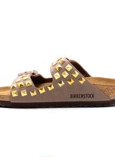 birkenstock arizona marroni con borchie a piramide dorate