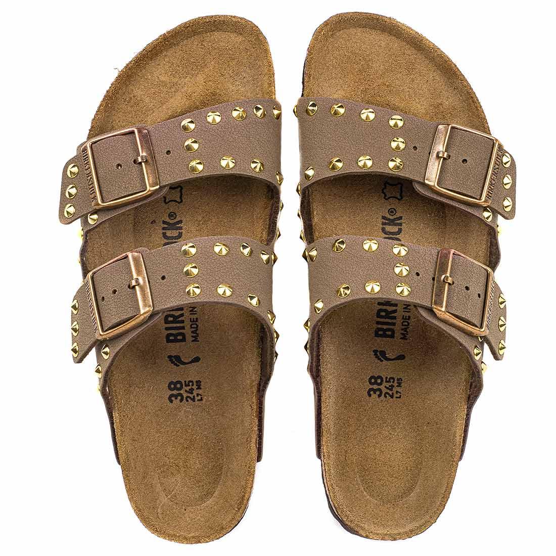 Personalizzazione Birkenstock Arizona con Borchie Oro Marrone Mocca