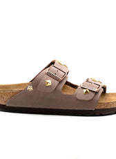 ciabatte birkenstock custom con borchie oro modello arizona