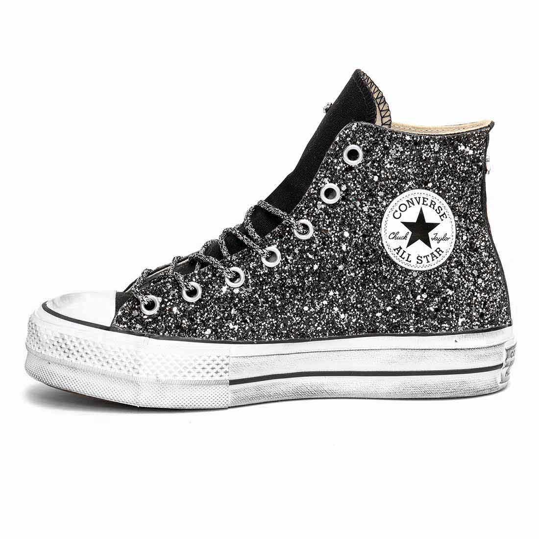 Converse Platform con Glitter Nero Racoon-LAB – Racoon Lab