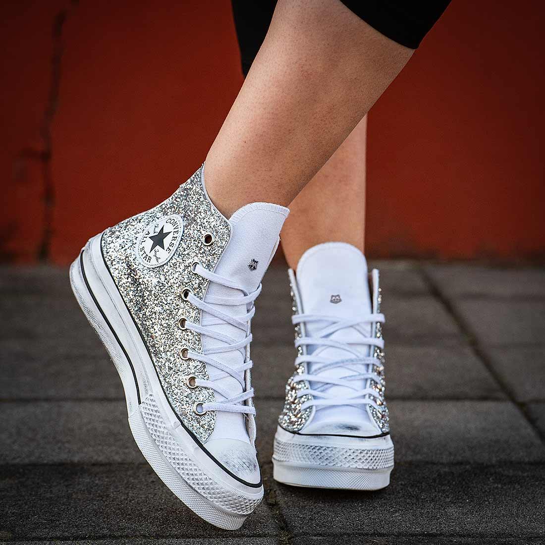 Chuck Taylor Converse Bianche Alte Con Rialzo Converse Bianche Con