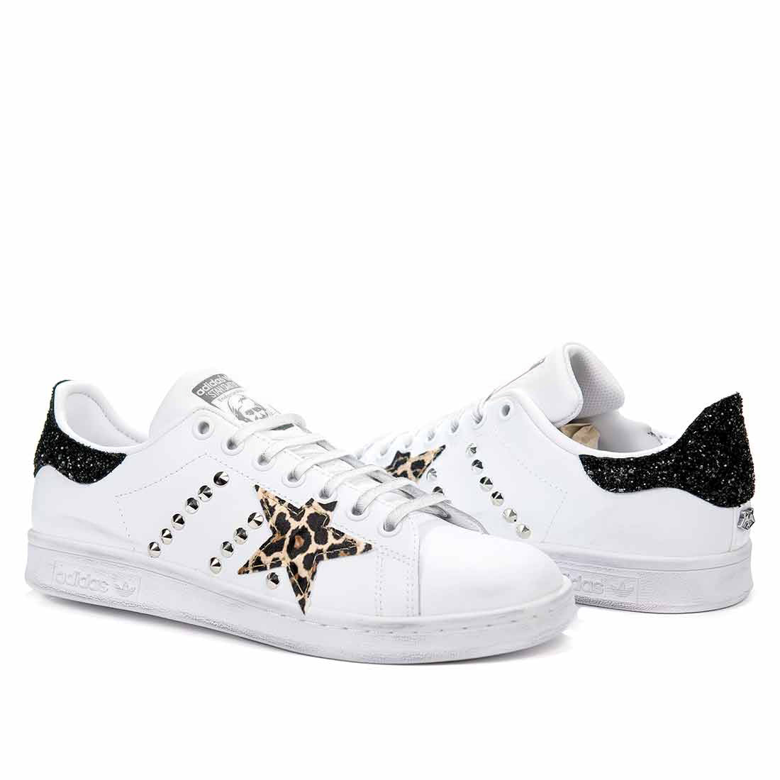 Adidas Stan Smith leopardate con glitter nero