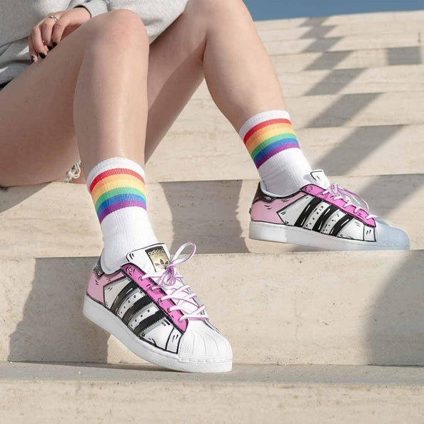 adidas superstar effetto cartone animato rosa pastello