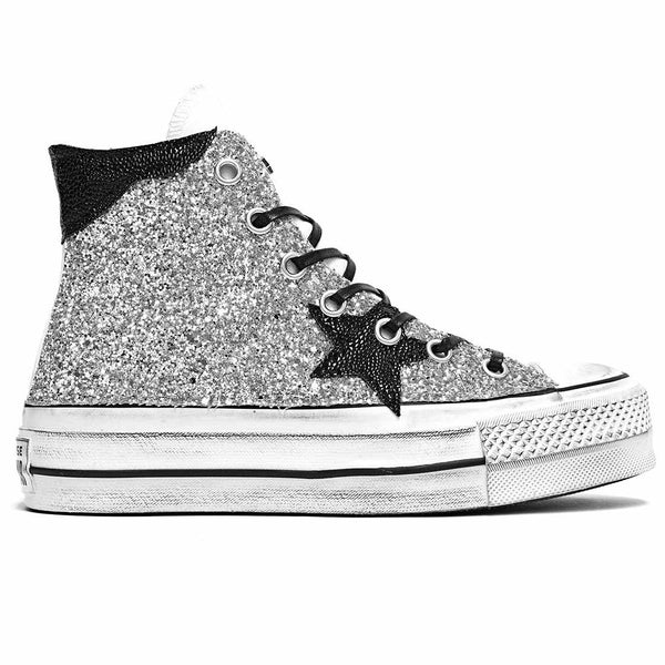 Converse brillantini argento best sale