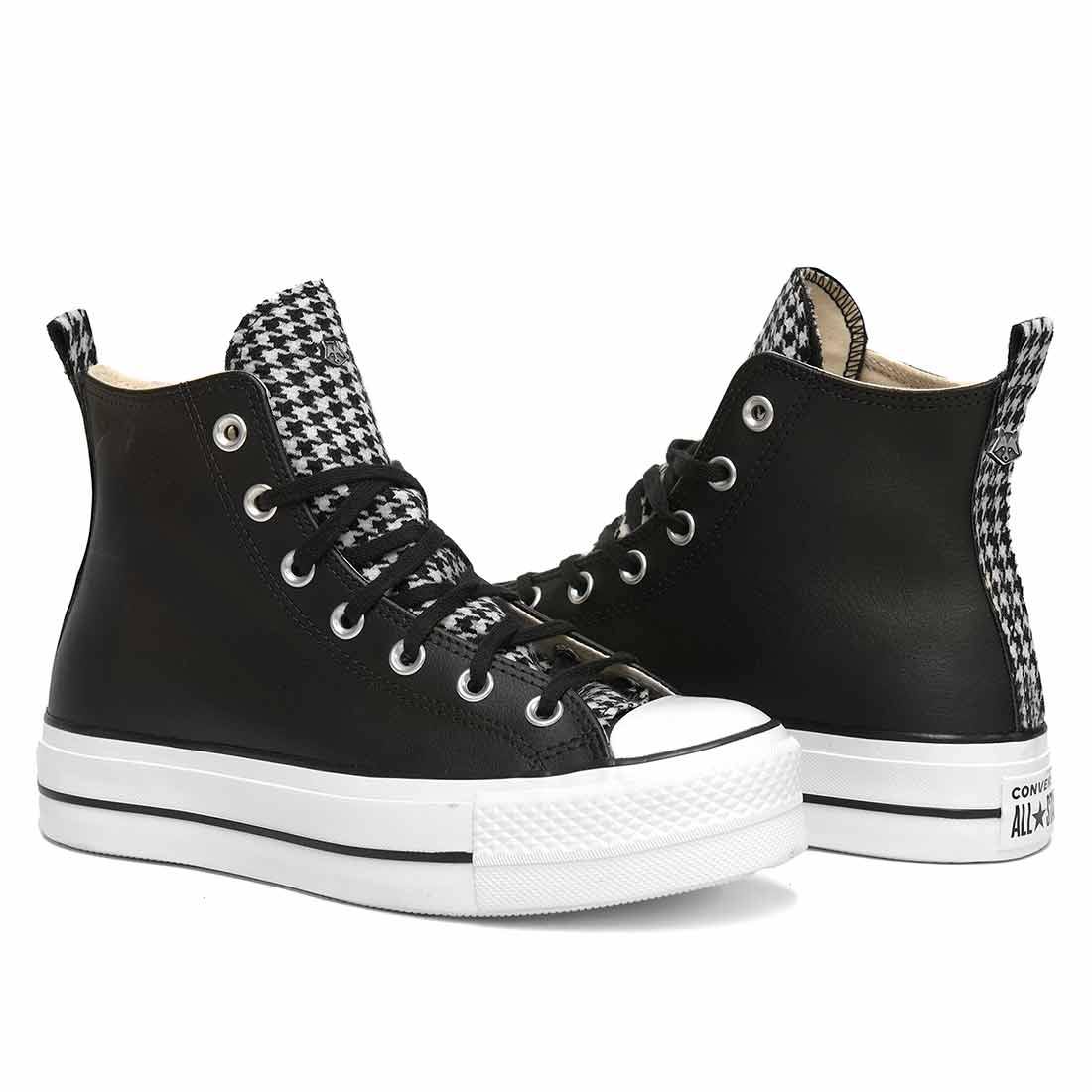 Converse All Star Platform in Pelle con Pied de Poule Racoon-LAB