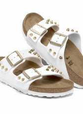 birkenstock arizona bianche lucide borchiate oro