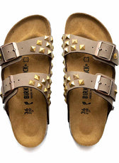 birkenstock arizona marrone borchiate con borchie piramide oro
