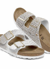 birkenstock arizona con pitone bianco e oro