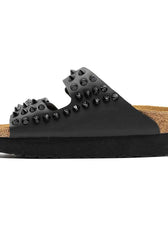 birkenstock arizona con suola alta platform borchiate con borchie nere a cono