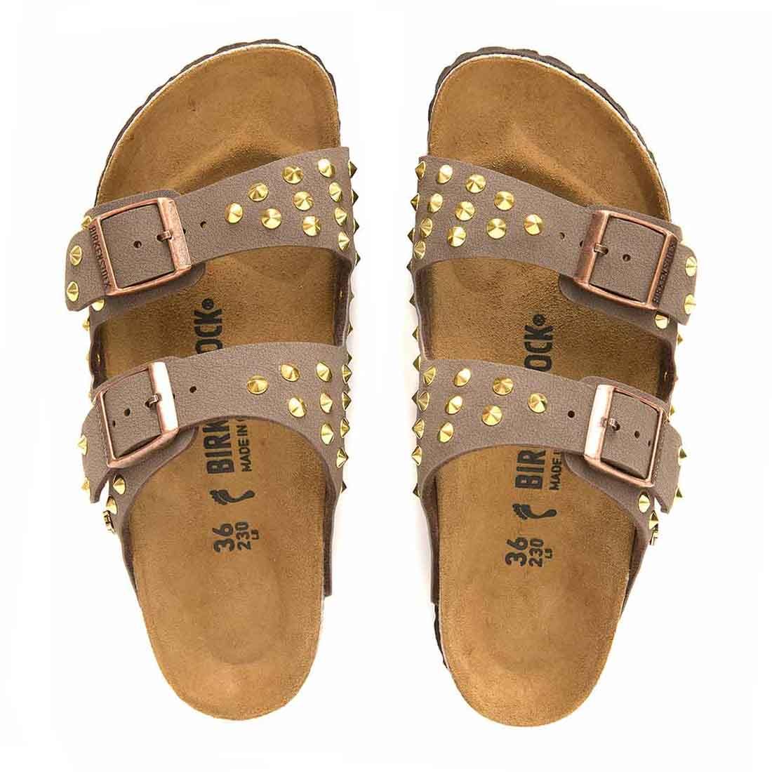Personalizzazione Birkenstock Arizona Marroni con Borchie Oro