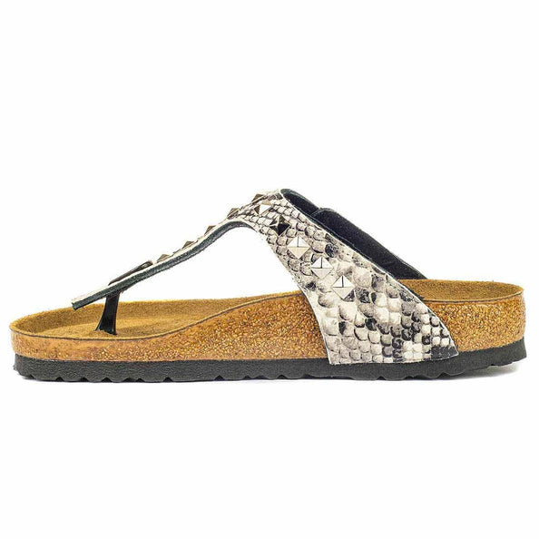birkenstock infradito gizeh effetto pitone con borchie