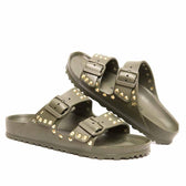birkenstock verde militare borchiate oro
