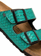 ciabatte birkesntock personalizzate con pitone verde acqua