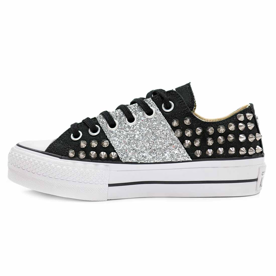 Converse All Star Basse Platform Glitter Borchie Spedizione