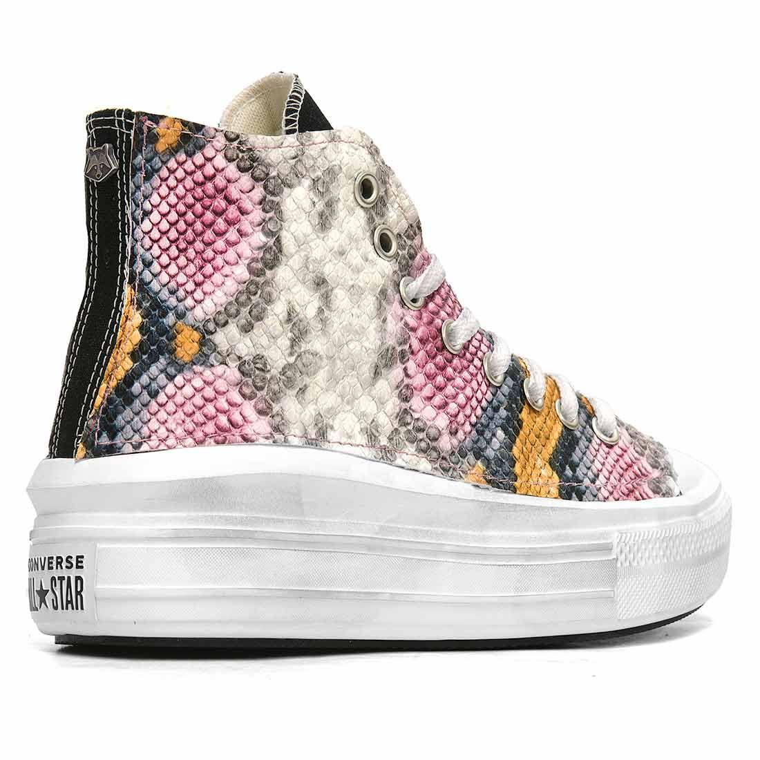 converse alte platform con pitone rosa