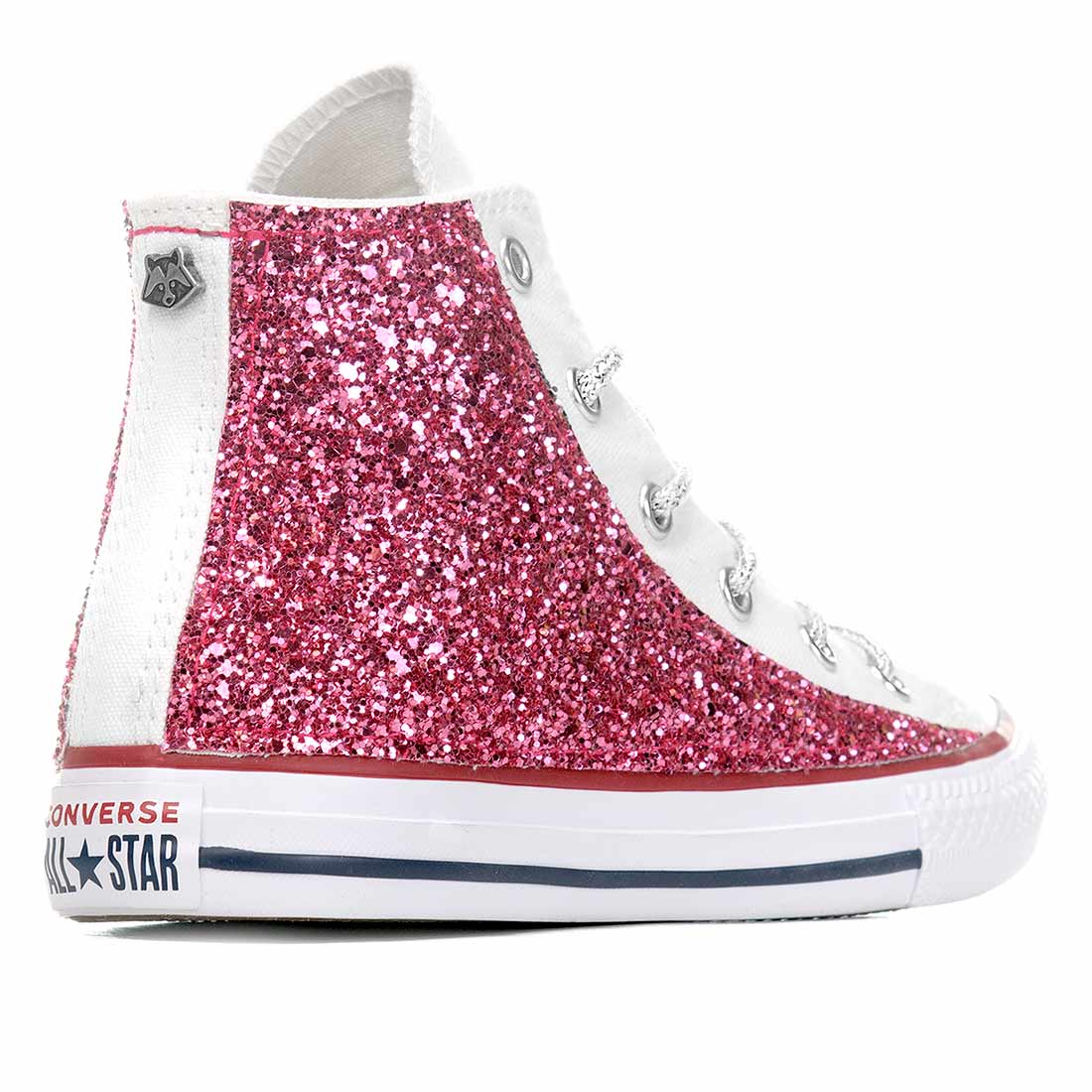 Converse All Star Alte Bianche Glitterate Fucsia