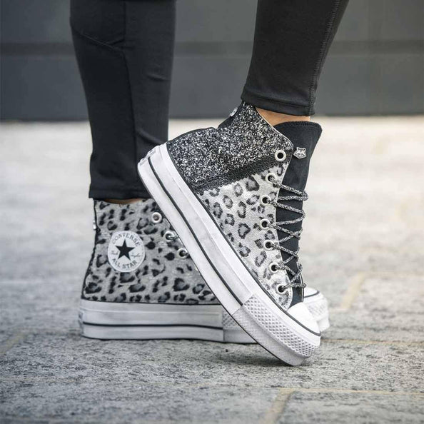 converse leopardate argentate
