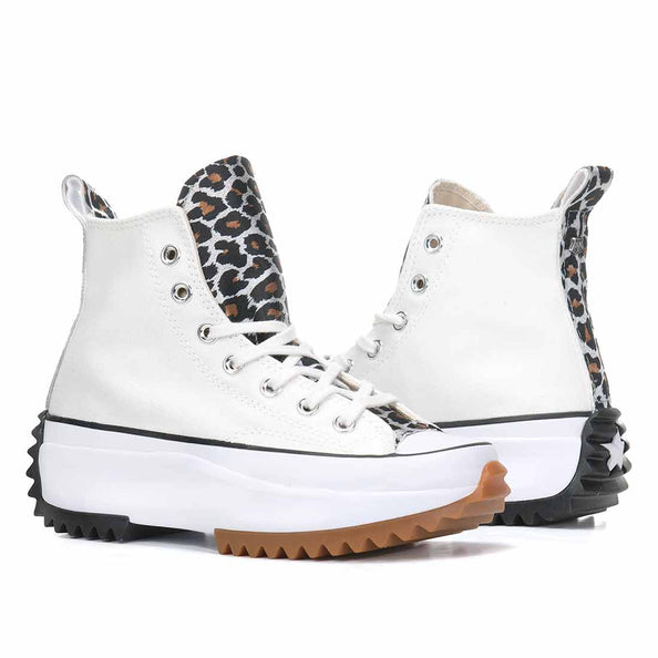 converse personalizzate con suola alta leopardate