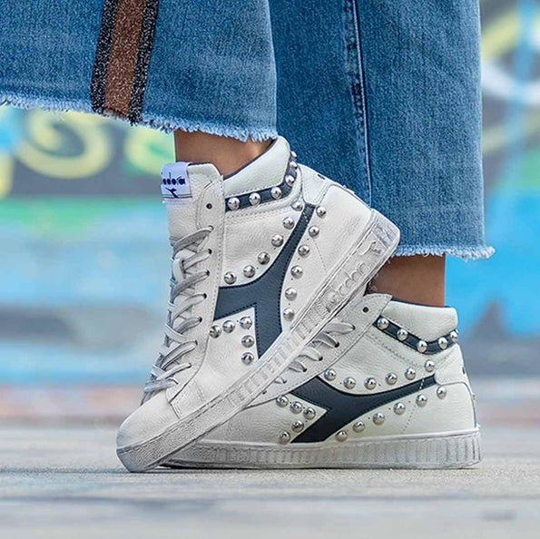 diadora game high custom con borchie blu navy 