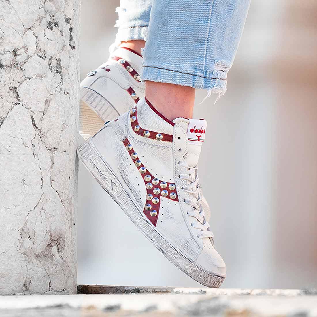 diadora game high rosse borchiate argento a cono
