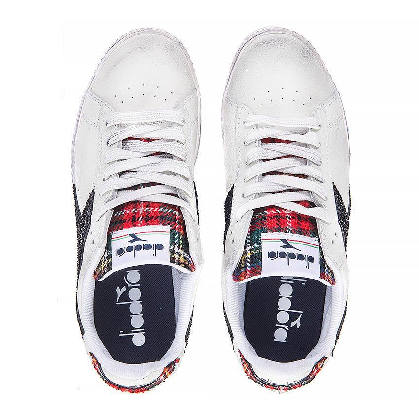 diadora game low sneaker personalizzata tartan glitter nero racoon lab