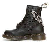 dottor martens con gioielli e borchie nere lucide e strass