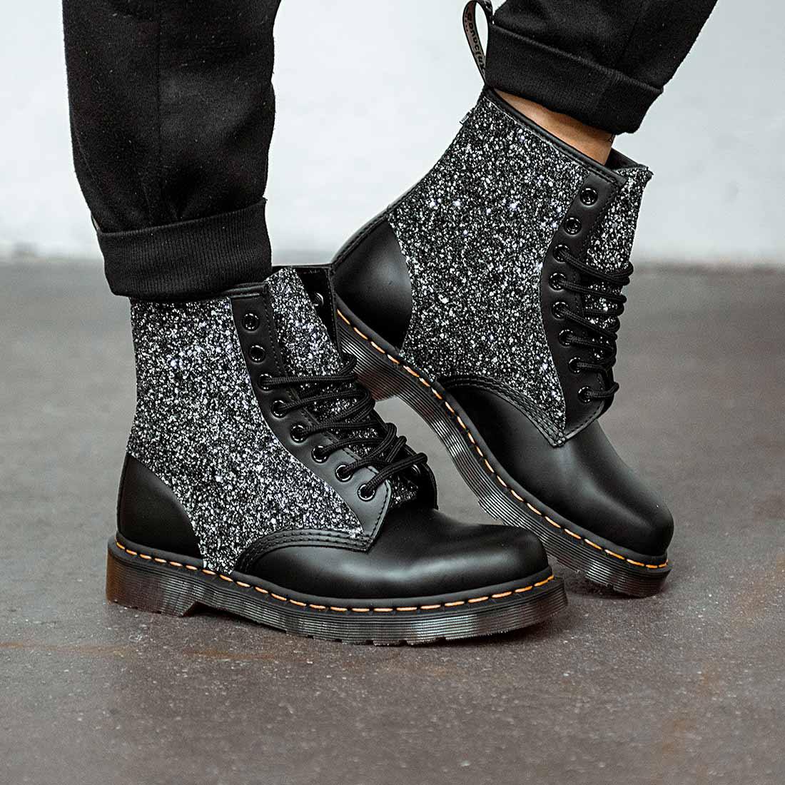 dottor martens glitter grigio con brillantini