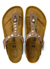 sandali birkenstock gizeh con borchie oro - colore marrone mocca 