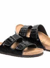 sandali in pitone nero