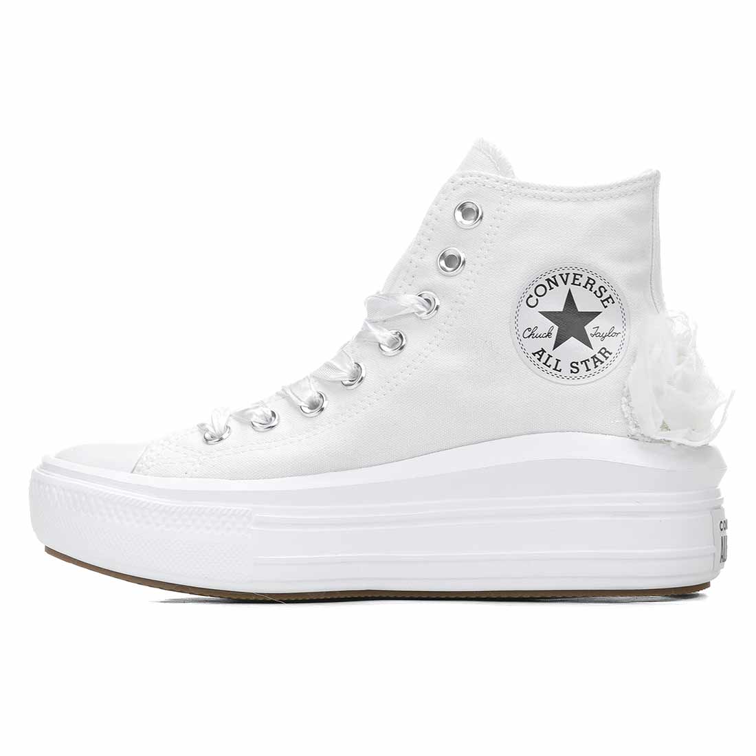 Converse All Star Alte Move Pizzo e Rose Bianche