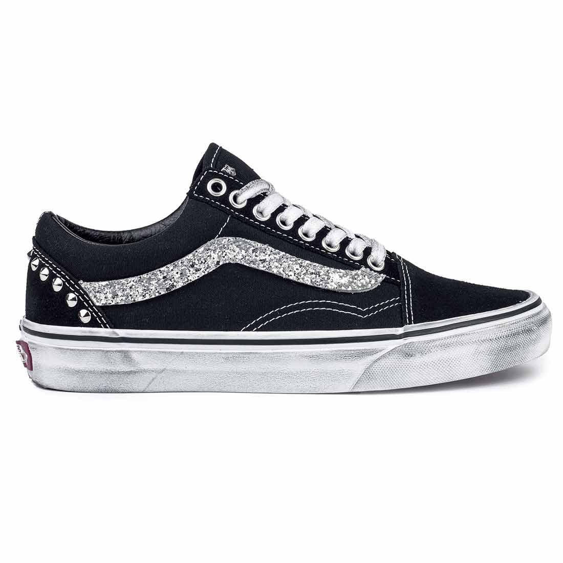 Vans Old Skool Glitter Argento e Borchie | Spedizione GRATIS 24h ...